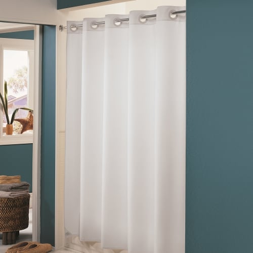 Hookless® Plainweave Shower Curtain, Polyester, 71"x77", White